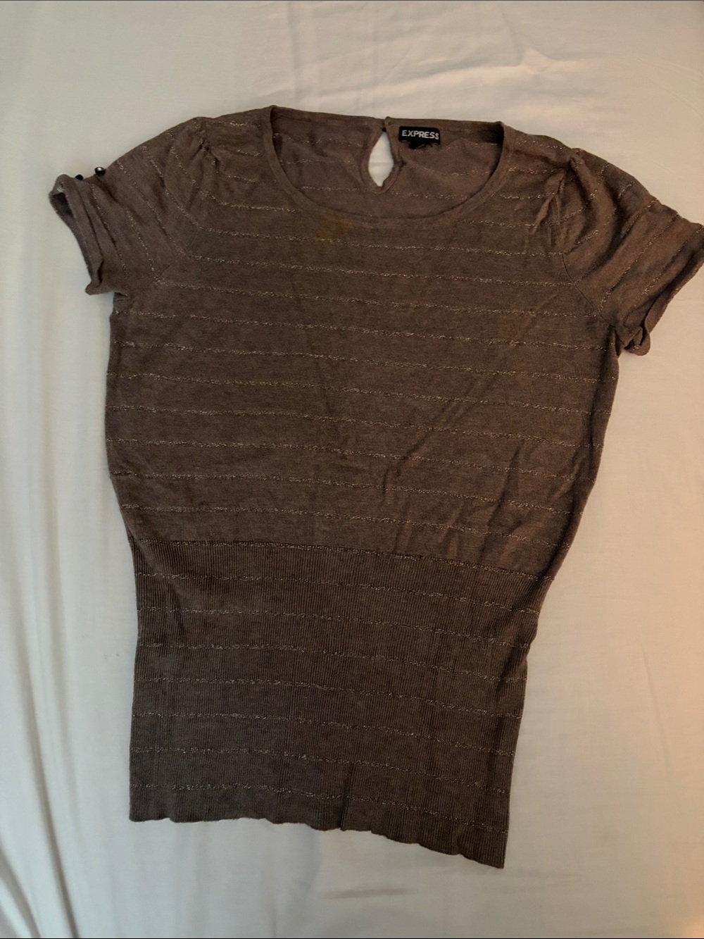 Express Metallic Brown Short-Sleeve Knit Top